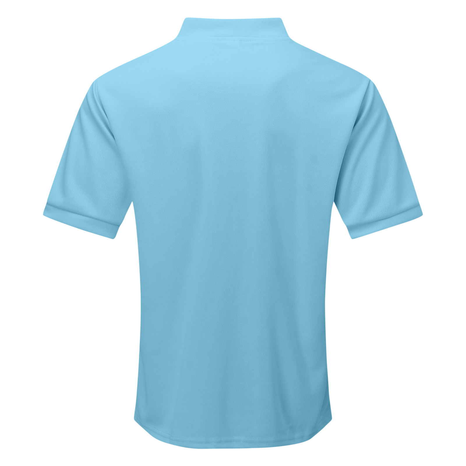 thumbnail image 5 of Blusa de manga corta con cuello alto y cremallera para hombre - Camisa informal de poliéster liso - Oficina/cita/fiesta de verano, 5 of 5